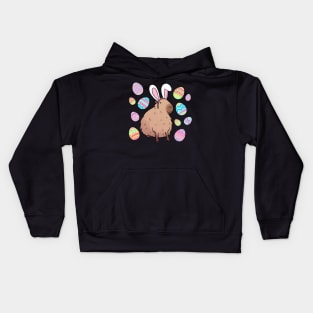 Cute capybara easter day with easter eggs Kids Hoodie